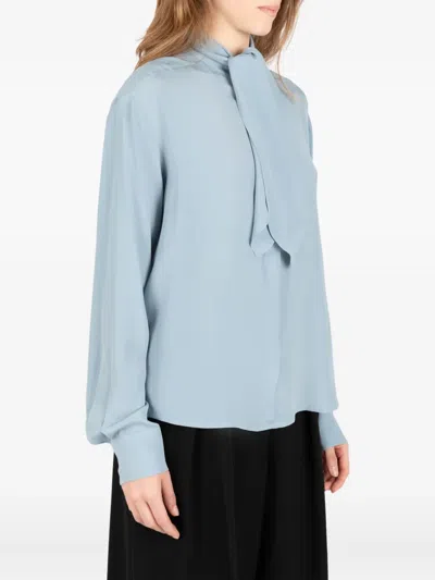 Société Anonyme Tie-neck Cotton Shirt In Blue