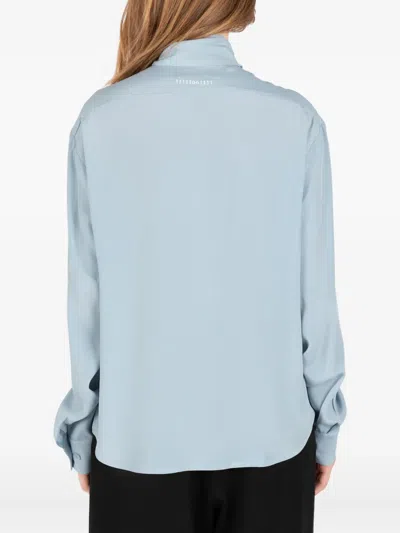 Société Anonyme Tie-neck Cotton Shirt In Blue