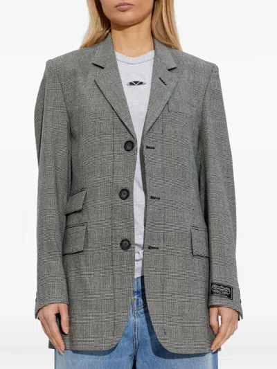 Vetements Check-pattern Three-button Blazer In Gray
