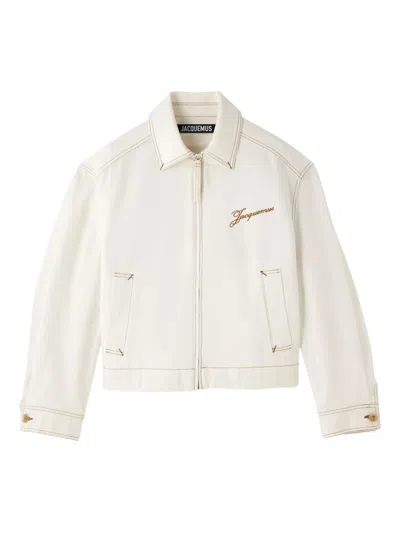 Jacquemus Denim Canvas Jacket Side Pockets In White