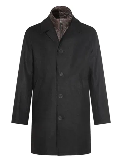 Herno Button-fastening Detachable-liner Coat In Black