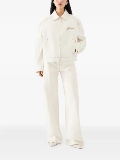 Jacquemus Denim Canvas Jacket Side Pockets In White