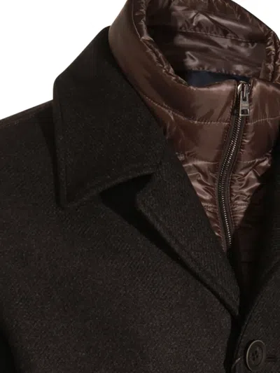 Herno Button-fastening Detachable-liner Coat In Black