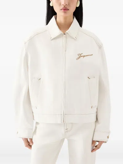 Jacquemus Denim Canvas Jacket Side Pockets In White