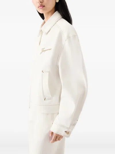 Jacquemus Denim Canvas Jacket Side Pockets In White