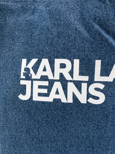 Karl Lagerfeld Logo-print Denim Tote Bag In Blue
