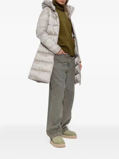 Save The Duck Logo-patch Padded Coat In Gray