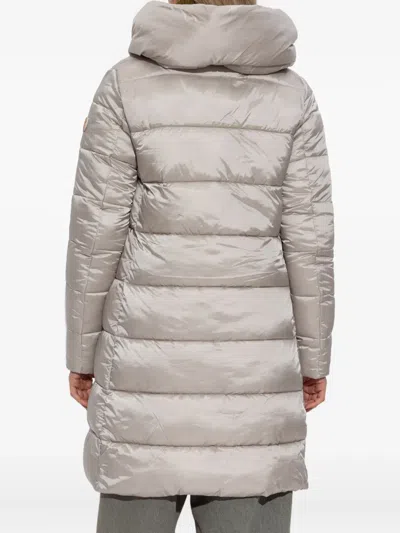 Save The Duck Logo-patch Padded Coat In Gray