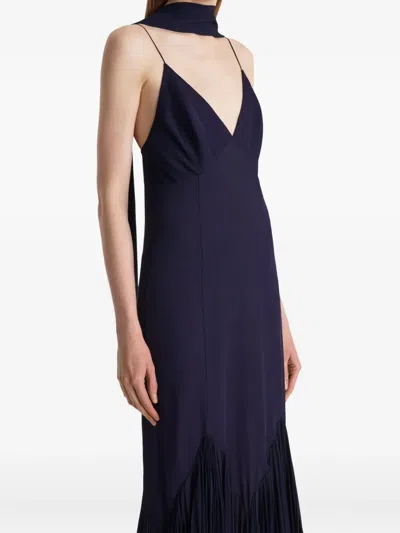 Khaite Candita Scarf-detail Silk Midi Dress In Blue