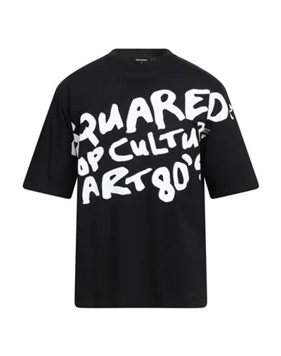 Dsquared2 Cotton Crew-neck T-shirt With Contrasting Print In Black