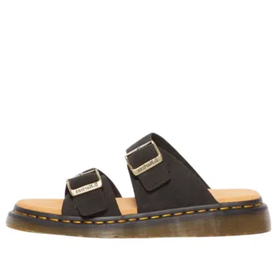 Dr. Martens Black Leather Flat Sandals In Multi