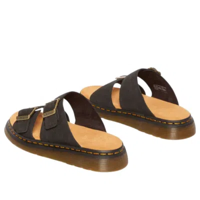 Dr. Martens Black Leather Flat Sandals In Multi