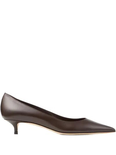 Jimmy Choo Amelia Pointed Toe Kitten Heel Pump In Brown