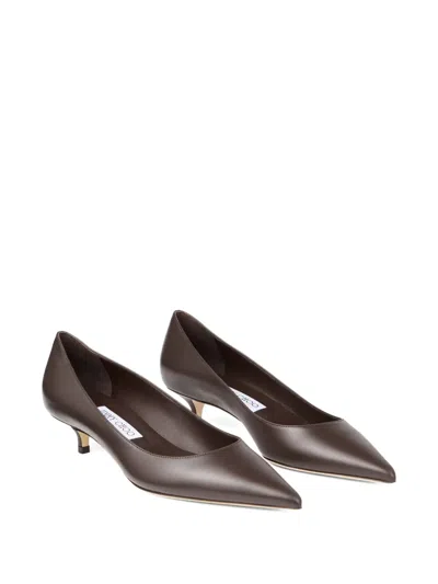Jimmy Choo Amelia Pointed Toe Kitten Heel Pump In Brown