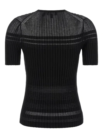 Theory Textured Ribbed T-shirt With Stretch Blend In Black