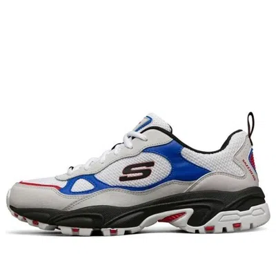 Skechers Stamina Running Shoes White/black/blue In Gray