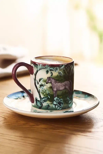Anthropologie Portobello Stoneware Espresso Cup & Saucer In Multi
