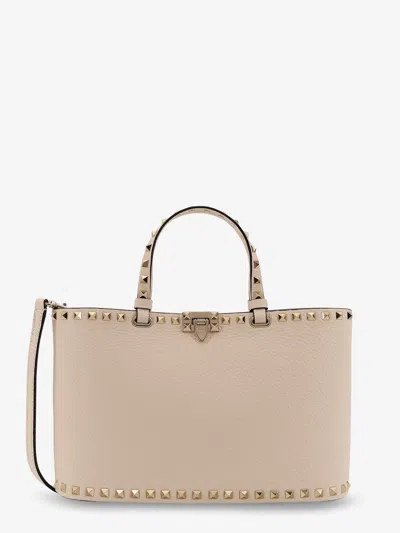 Valentino Rockstud Small Tote In Leather Shoulder Bag In Pink