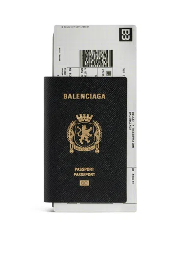 Balenciaga Passport Matte Soft Leather Phone Holder In Black