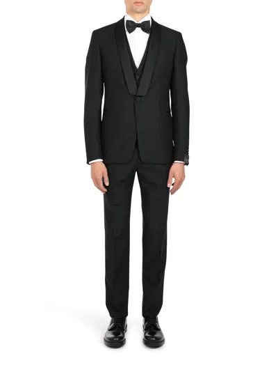 Tagliatore Long-sleeved Coat Belt Ring Trousers Suit In Black