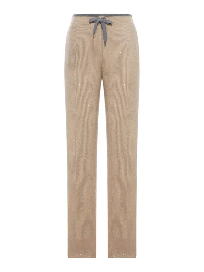 Brunello Cucinelli Cashmere Trousers In Brown