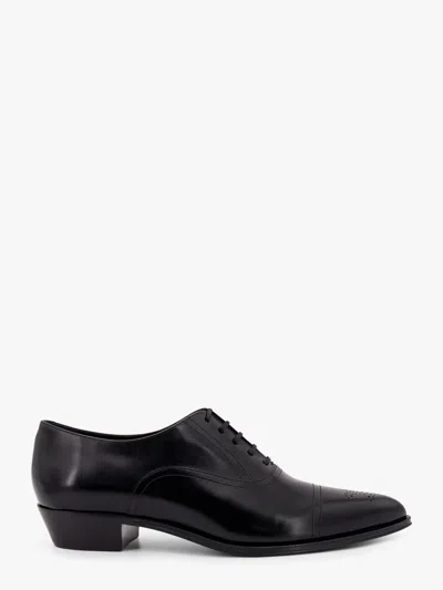 Celine Pointed Toe Lace Shoes With Perforated Detailing In Black