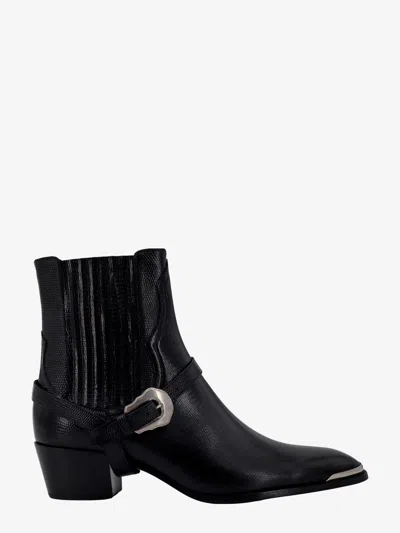 Celine Leather Boots With Metal Details In Black