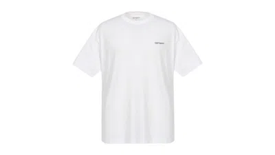 Pre-owned Carhartt Men's  Wip Script Embroidery Short Sleeve T-shirt In White