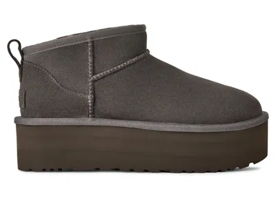Pre-owned Ugg Classic Ultra Mini Platform Boot (women's) Sneakers In Charcoal In Gray