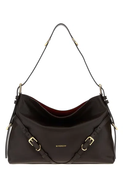 Givenchy Medium Voyou Calfskin Shoulder Bag With Buckle Fastening In Brown