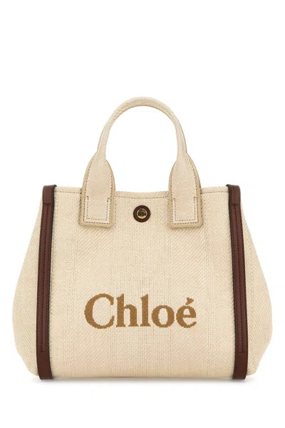 Chloé Chloe Women Sand Canvas Small Carry Handbag