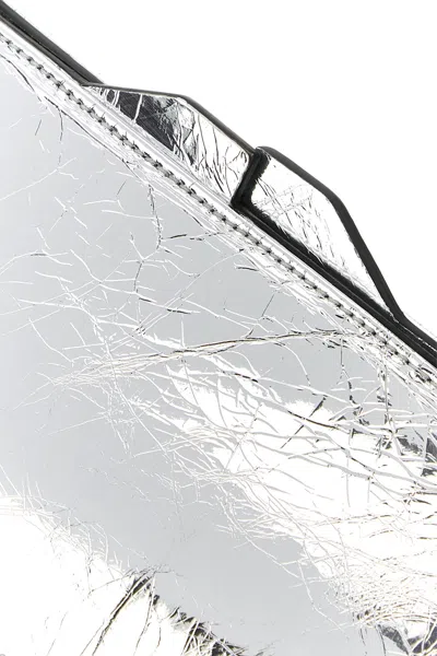 Attico 8.30 Pm Oversized Leather Clutch In Silver