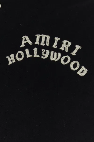 Amiri Wool Blend Bomber Jacket With Contrast Sleeves In Black