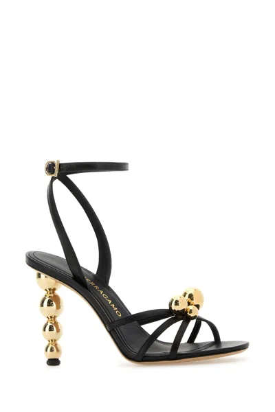 Ferragamo Karina Strappy Spheres Ankle-strap Sandals In Black