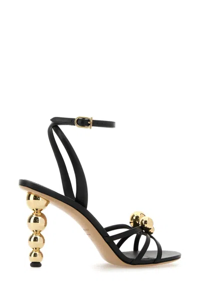Ferragamo Karina Strappy Spheres Ankle-strap Sandals In Black