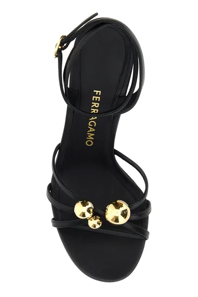 Ferragamo Karina Strappy Spheres Ankle-strap Sandals In Black
