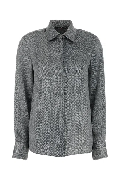 Ermanno Scervino Herringbone Shirt Adorned With Rhinestone Details In Multi