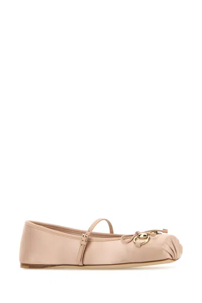 Gucci Satin Ballet Flats Horsebit Detail In Pink