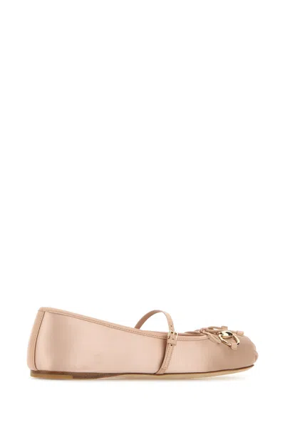 Gucci Satin Ballet Flats Horsebit Detail In Pink