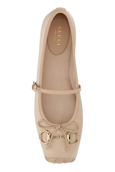 Gucci Satin Ballet Flats Horsebit Detail In Pink