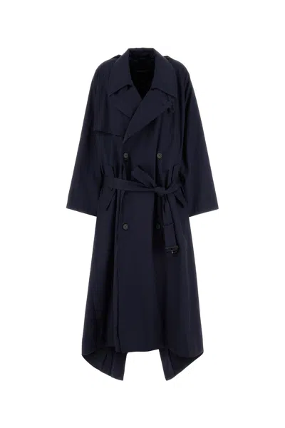 Balenciaga Draped Neck Trench 839119tsp13 4100 In Blue