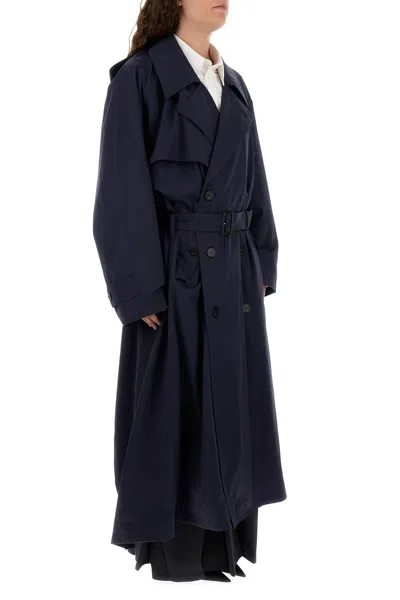 Balenciaga Draped Neck Trench 839119tsp13 4100 In Blue