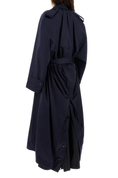Balenciaga Draped Neck Trench 839119tsp13 4100 In Blue