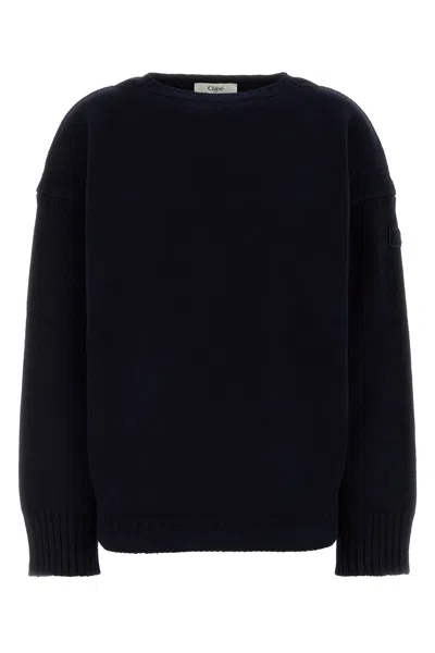 Chloé Chloe Dark Blue Wool Blend Sweater In Blue