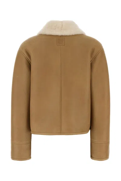 Loewe Camel-coloured Shearling Jacket Women In Brown