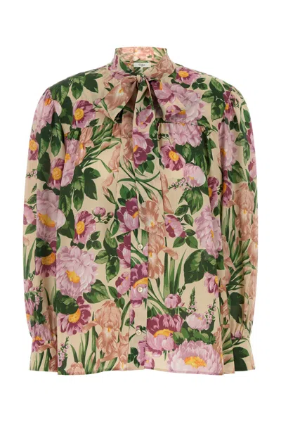 Chloé Chloe Printed Crepe Shirt In Multi