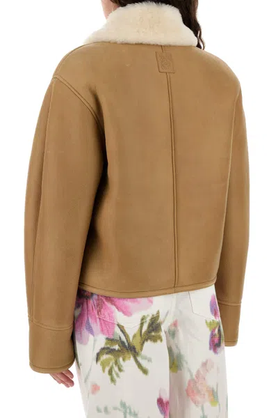 Loewe Camel-coloured Shearling Jacket Women In Brown