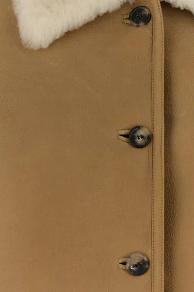 Loewe Camel-coloured Shearling Jacket Women In Brown