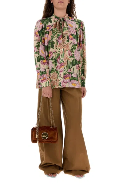 Chloé Chloe Printed Crepe Shirt In Multi