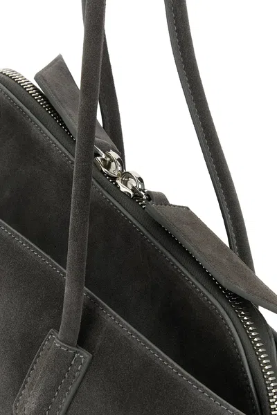 Attico Medium Structured Shoulder Bag With Double Handles In Gray